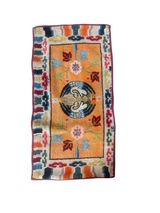 Antique Tibetan seat rug