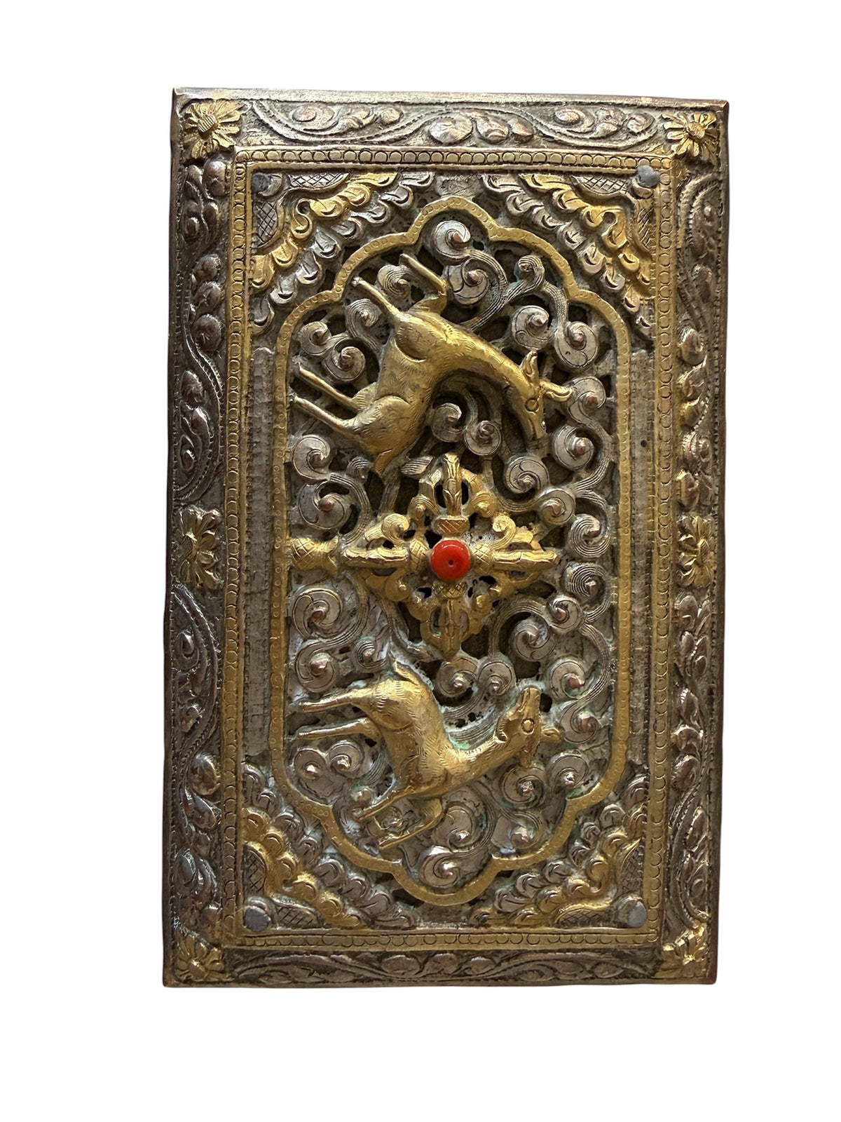 Antique silver and gilded silver Bhutanese betel nut box