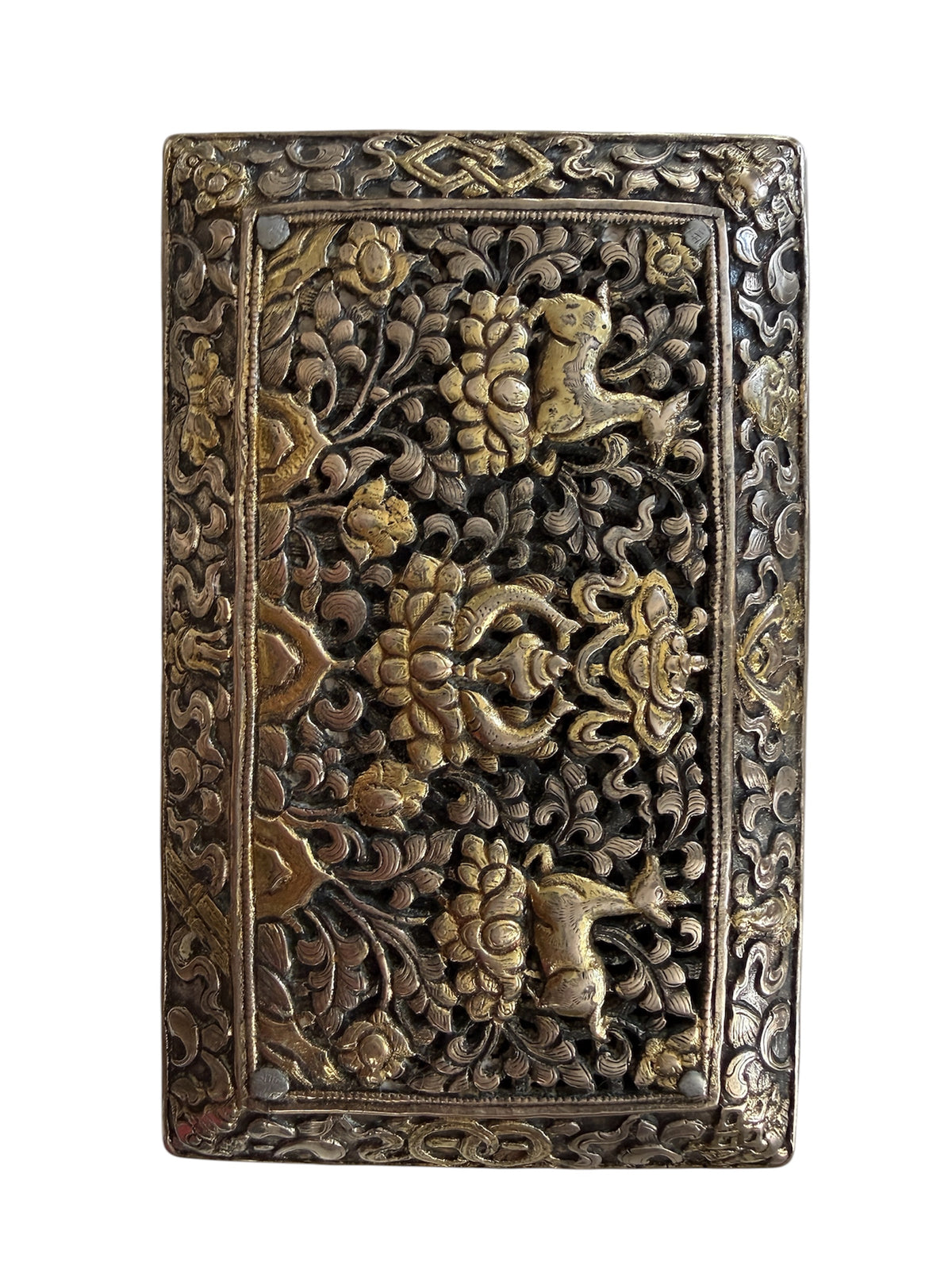 An antique Bhutanese betel nut silver box