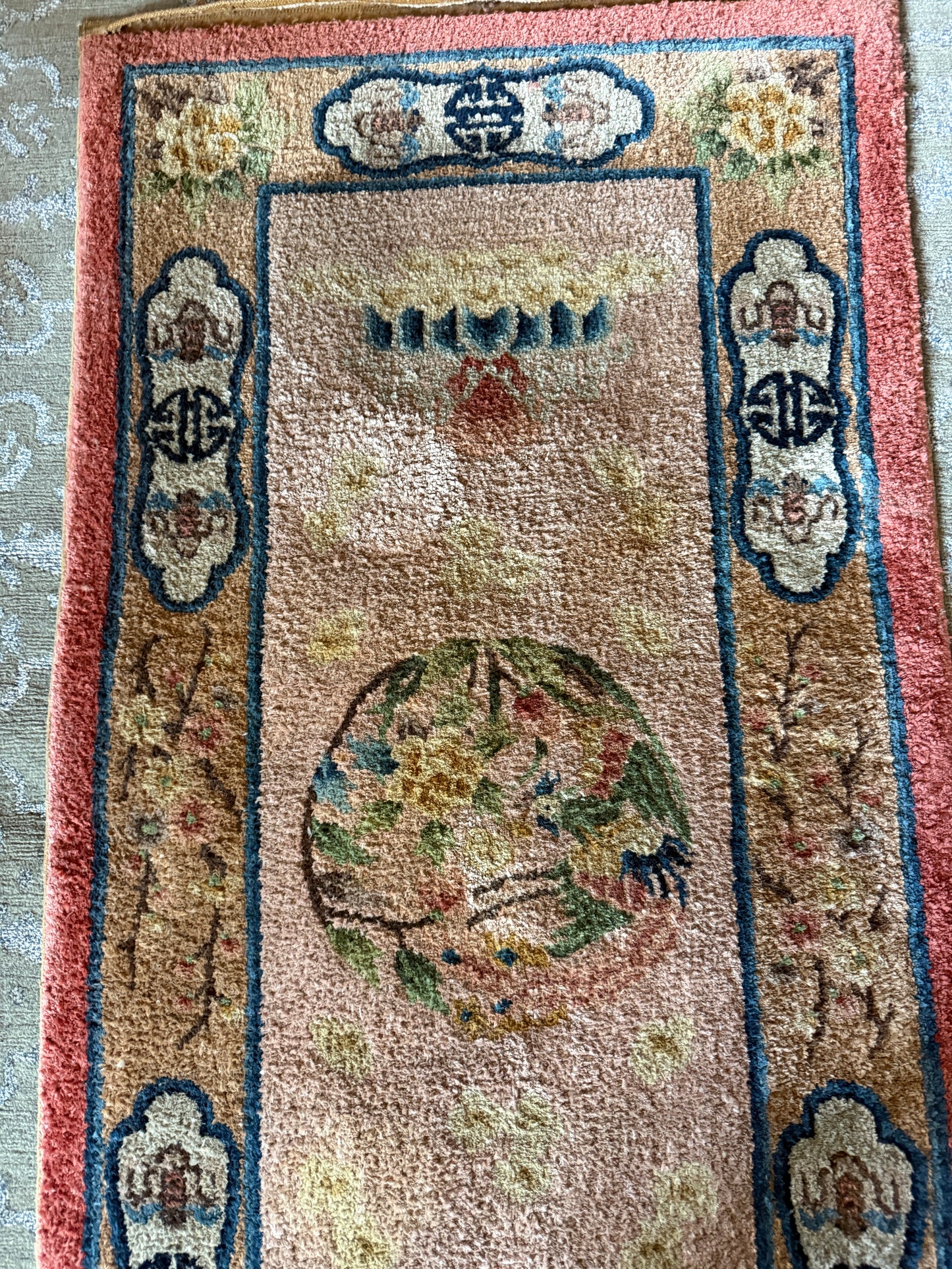 Antique Chinese  seat rug