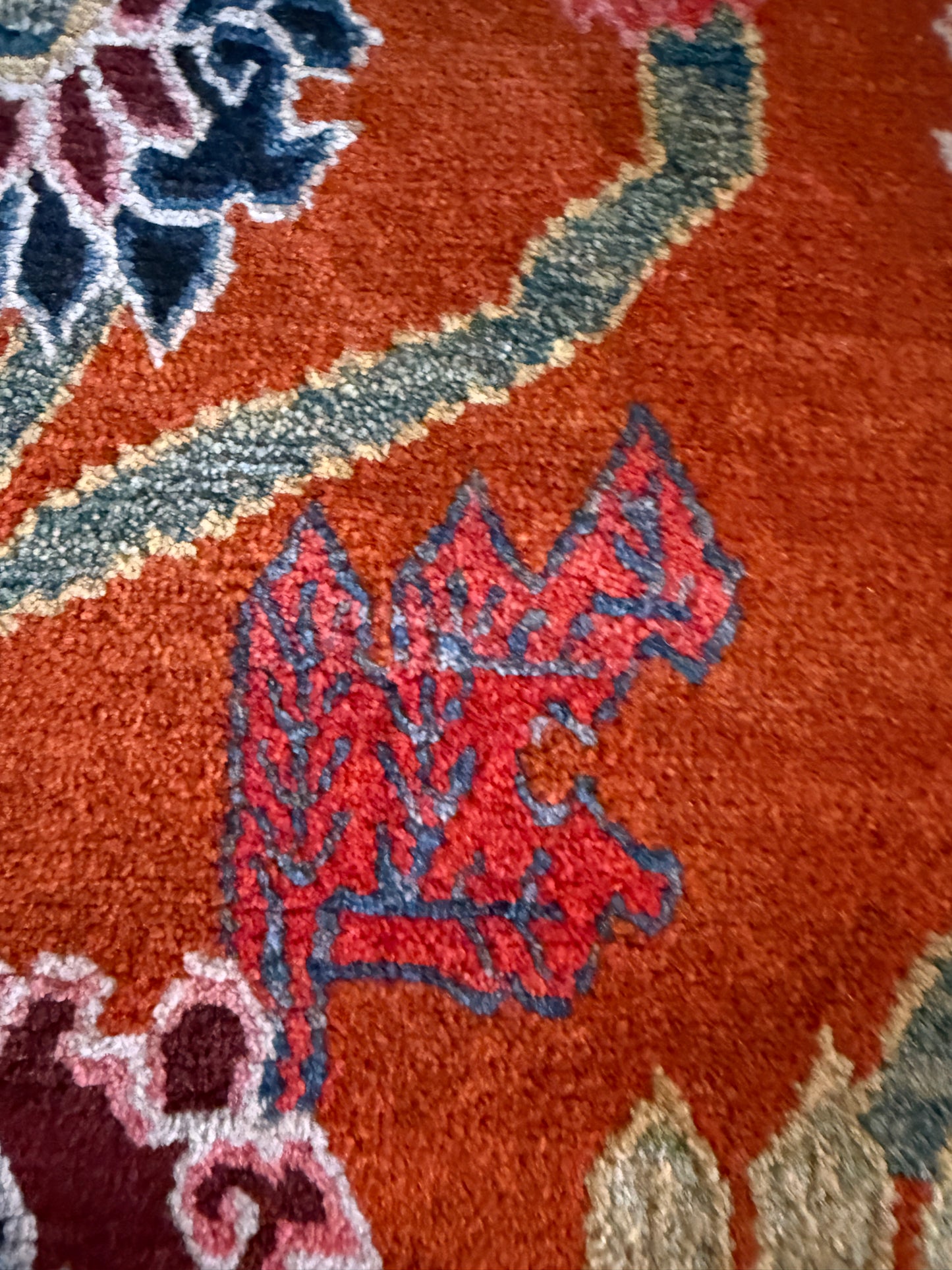 An early 20th C., antique Tibetan floral  cushion rug