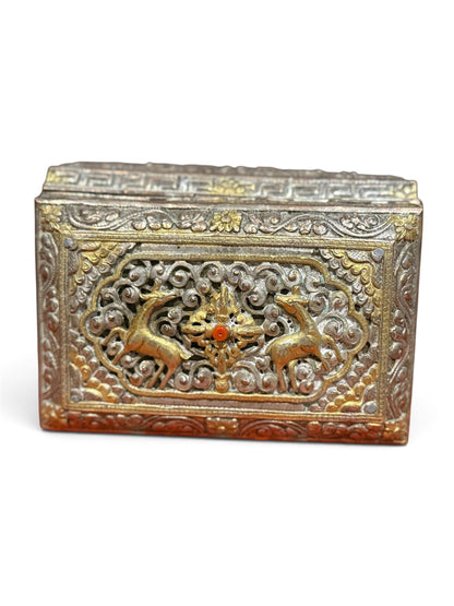 Antique silver and gilded silver Bhutanese betel nut box