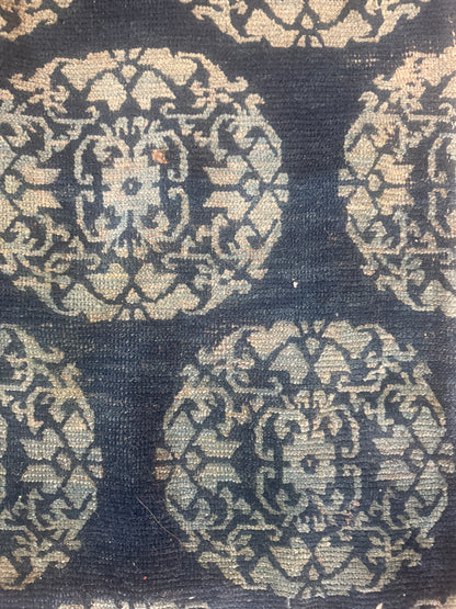 Antique Tibetan Indigo seat rug