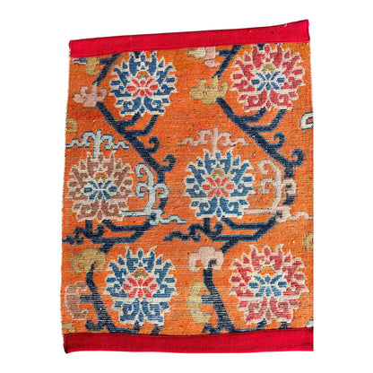 Antique Tibetan lotus meditation rug