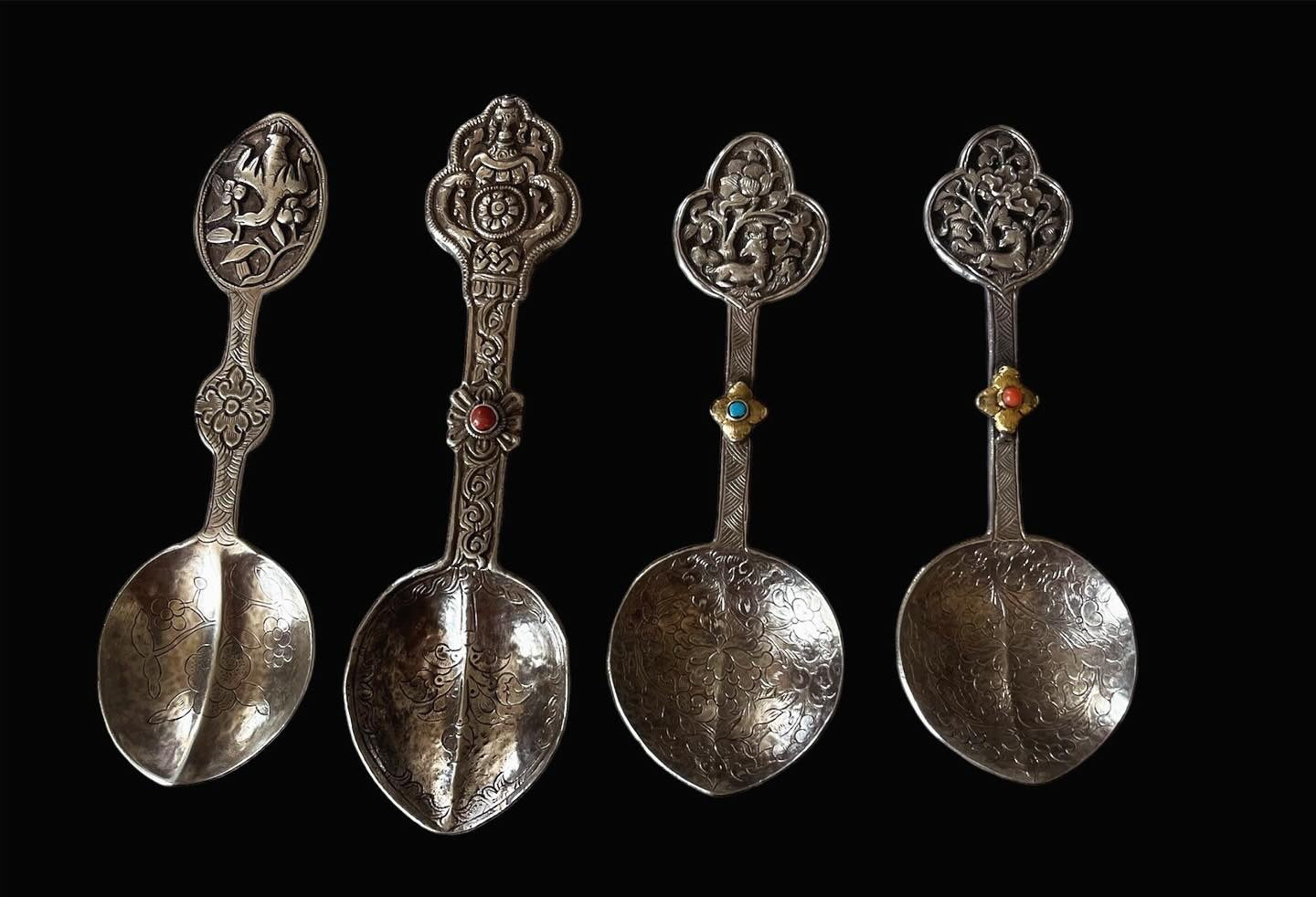 Antique Tibetan silver spoons