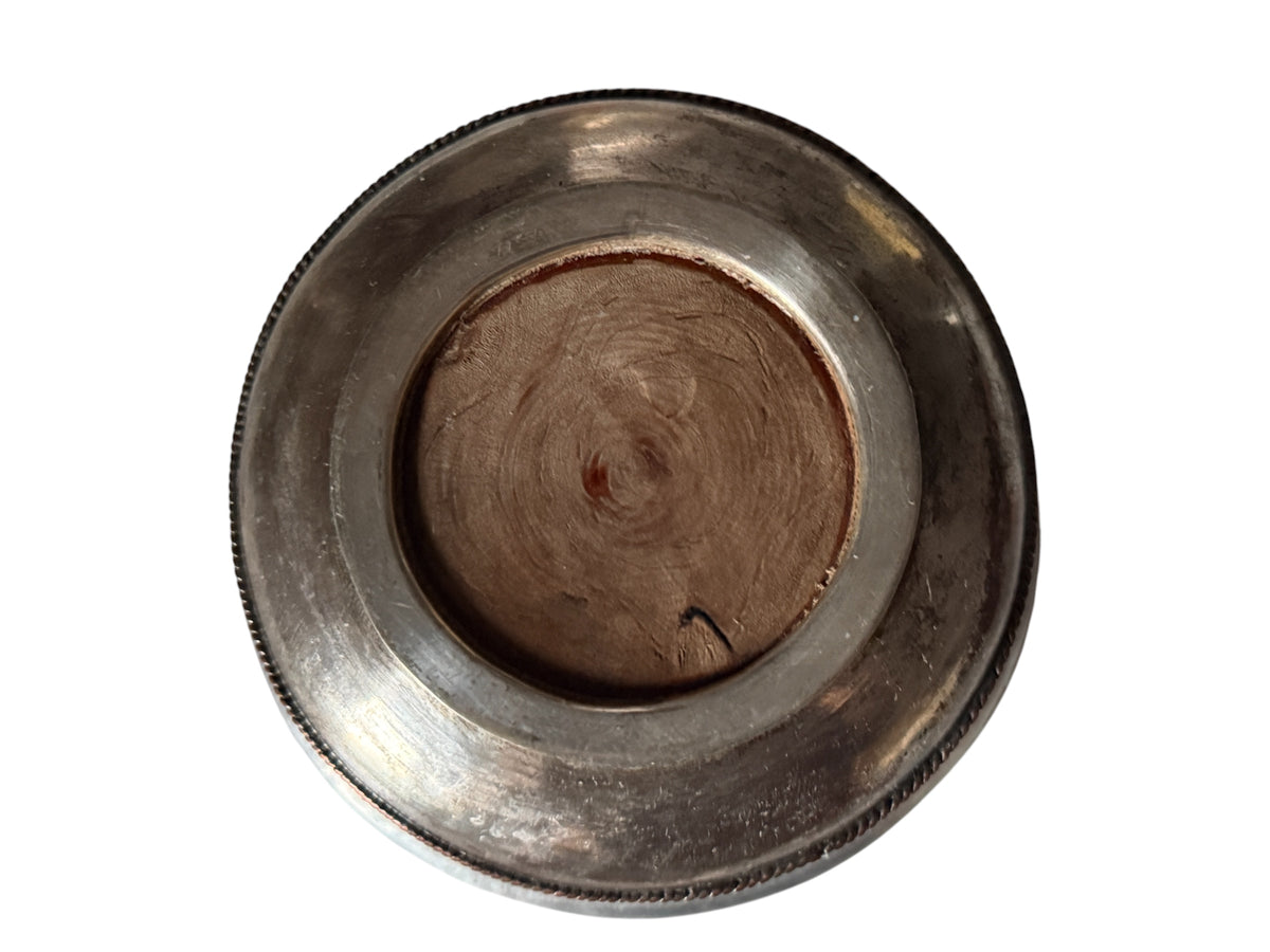 Antique Tibetan Burlwood Silver Mounted Offering Bowl Himalayan Cup