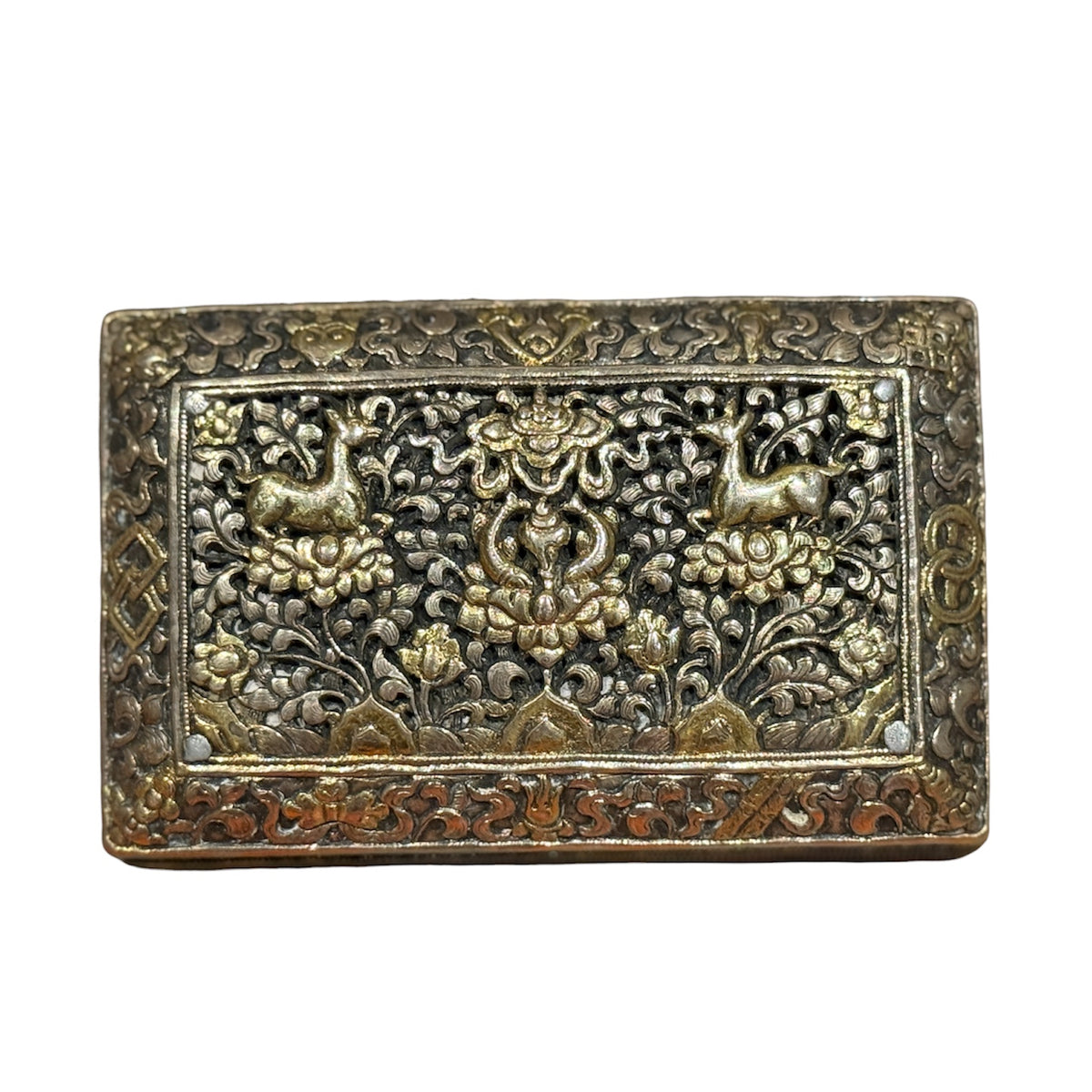 An antique Bhutanese betel nut silver box