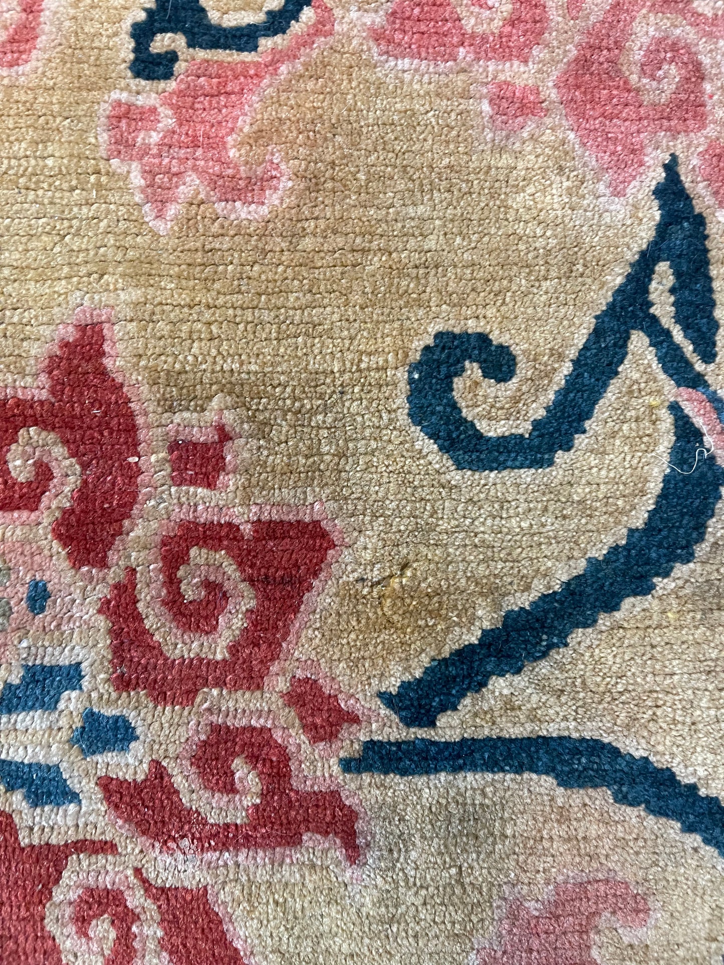 An early 20th C., antique Tibetan floral  cushion rug