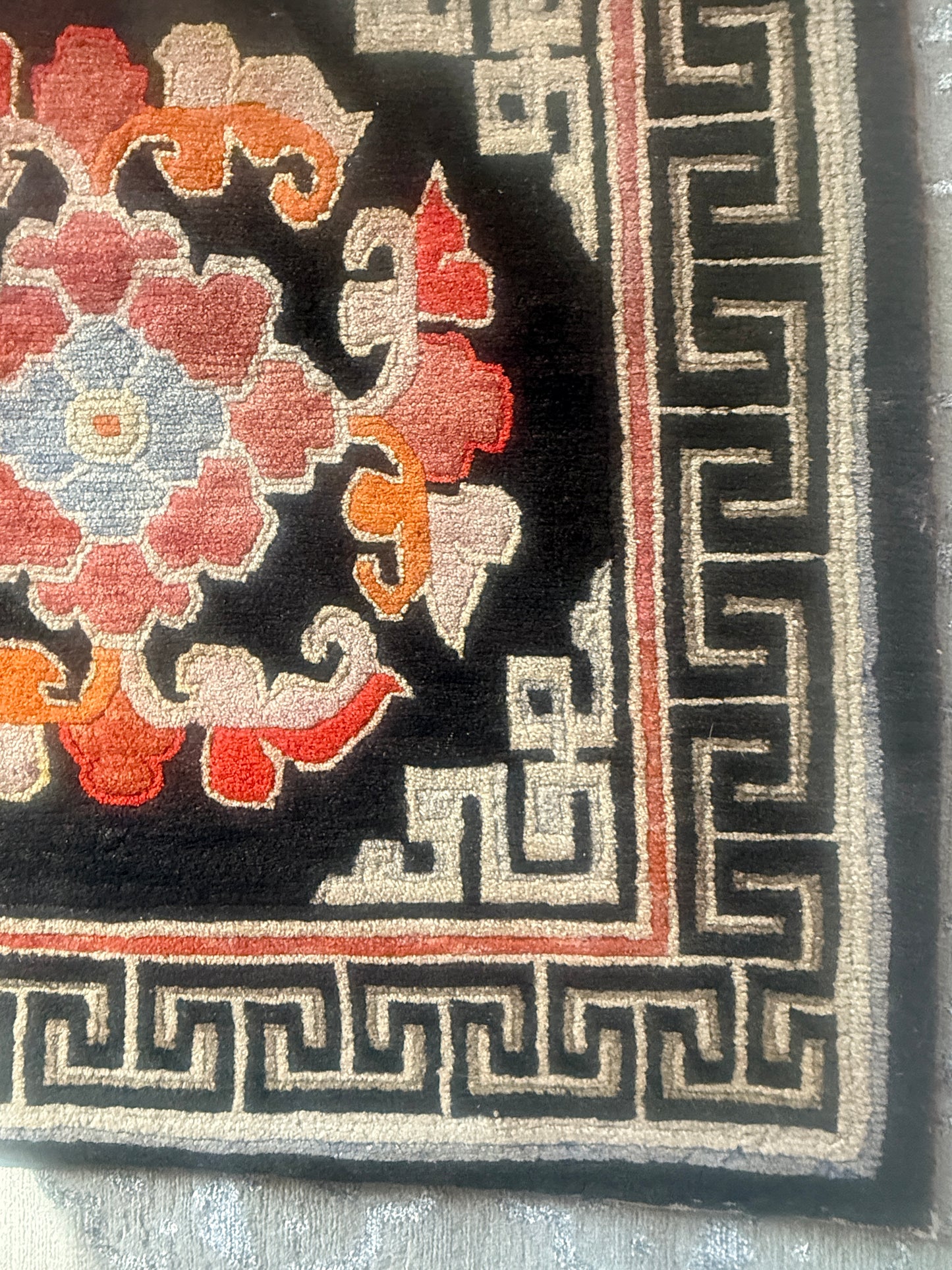 Antique throne seat rug