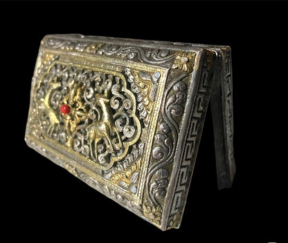Antique silver and gilded silver Bhutanese betel nut box