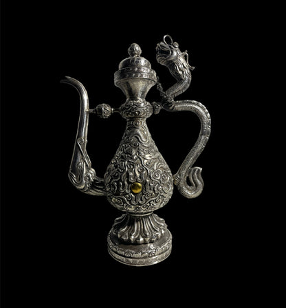 Antique Tibetan ceremonial silver pitcher