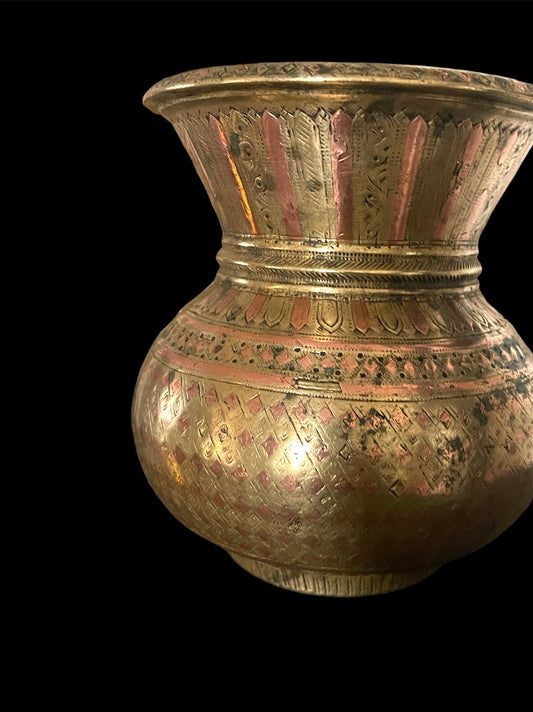 Antique Indian copper and brass lota - pot