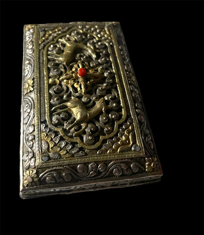 Antique silver and gilded silver Bhutanese betel nut box