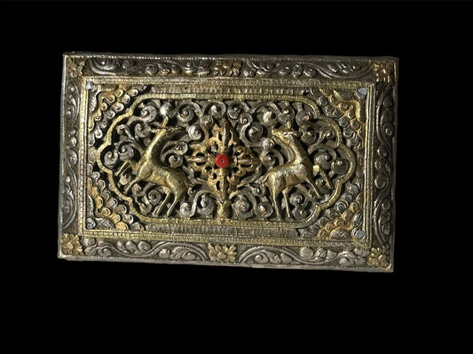 Antique silver and gilded silver Bhutanese betel nut box