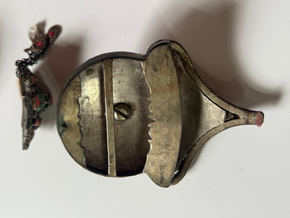 Antique Ottoman silver and gilded silver with coral belt buckle
