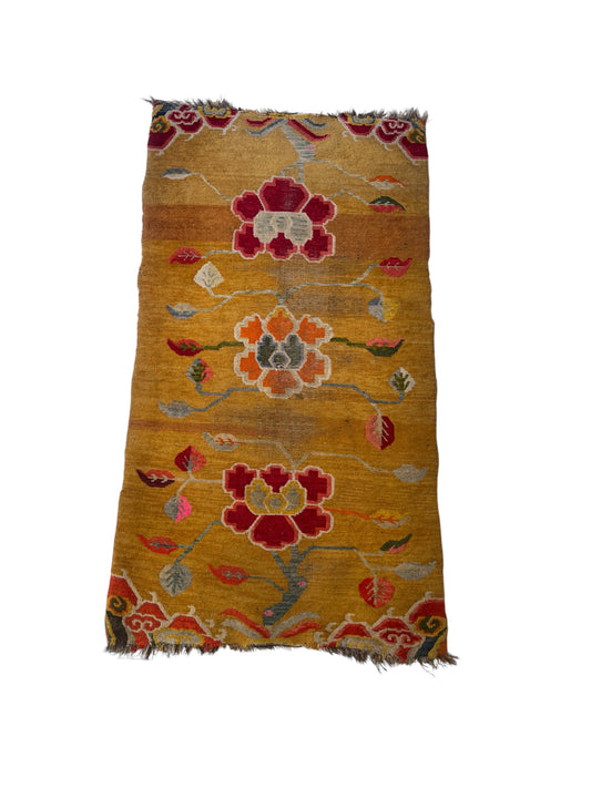 19th C./20th Century rare antique Tibetan floral rug