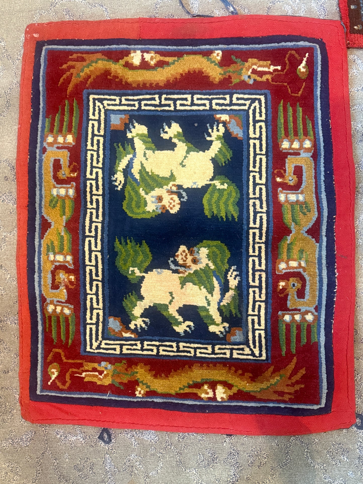A vintage Tibetan meditation rug / saddle rug topper