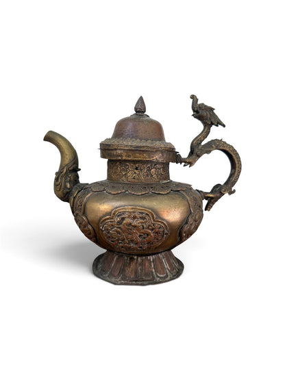 Large Antique Tibetan / Sino-Tibetan Bronze Dragon Ritual Ewer, 2146 Grams, As Found Condition