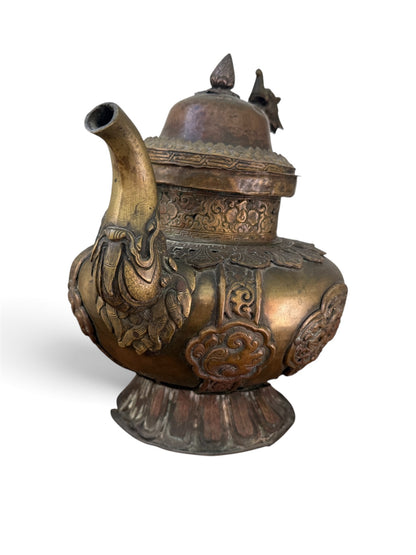 Large Antique Tibetan / Sino-Tibetan Bronze Dragon Ritual Ewer, 2146 Grams, As Found Condition