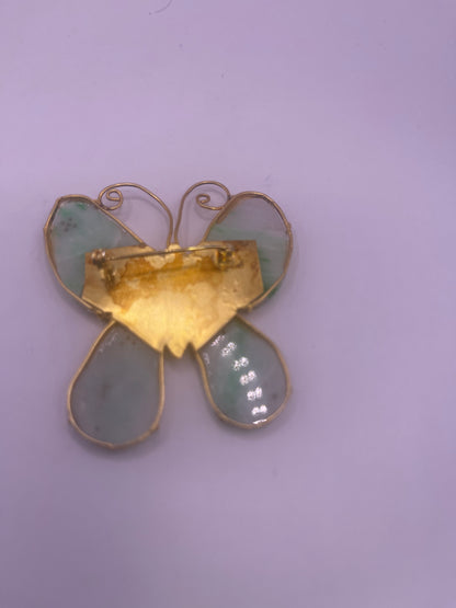 Golden jade butterfly pins