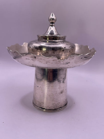 Antique silver Tibetan cup stand