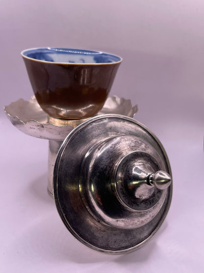 Antique silver Tibetan cup stand