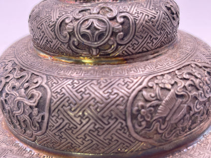 Antique silver Tibetan cup stand