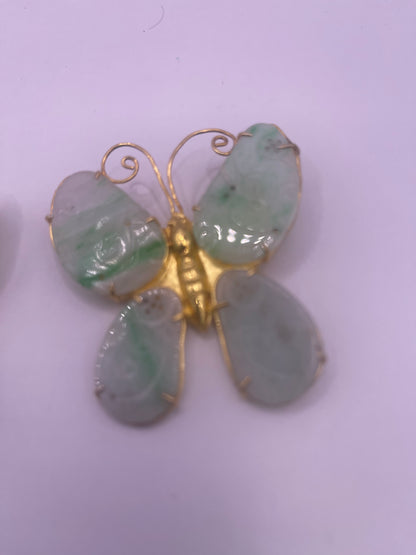 Golden jade butterfly pins