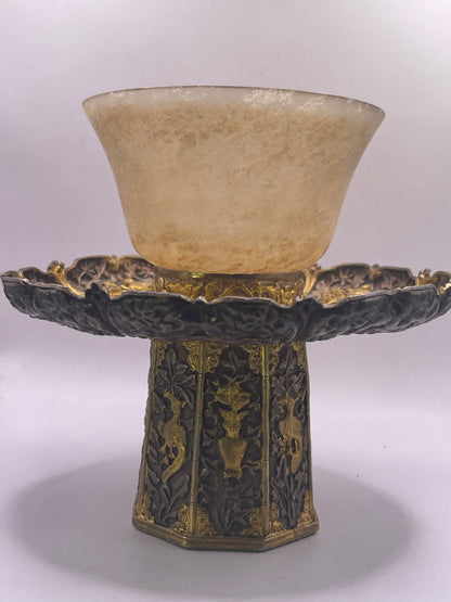 Antique silver Tibetan cup stand