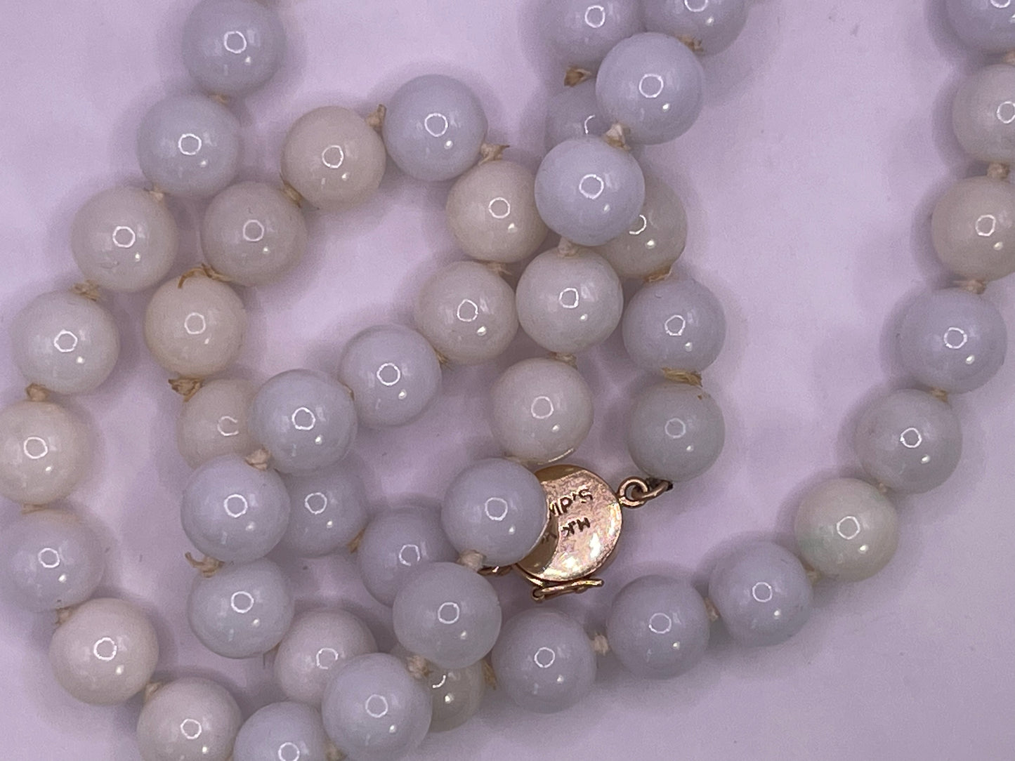 A vintage lavender jade necklace from Gumps