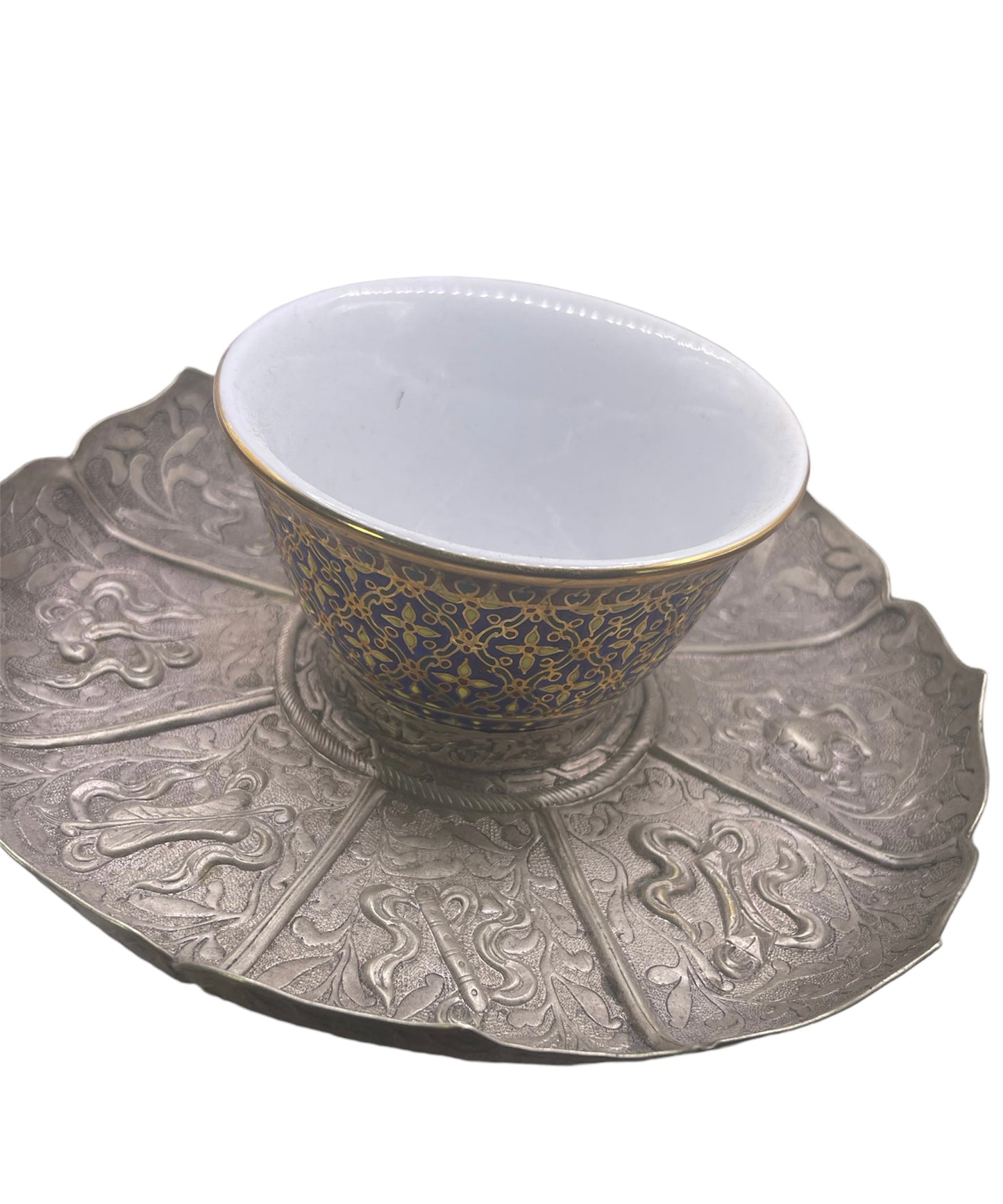 Vintage  silver Tibetan cup stand