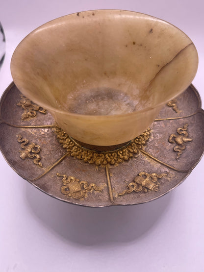 Antique silver Tibetan cup stand