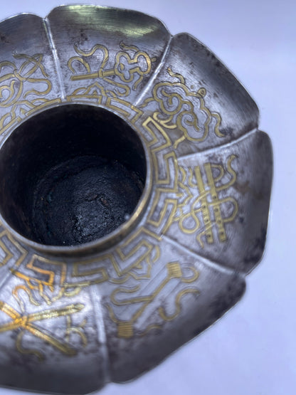 Antique silver Tibetan cup stand with cup