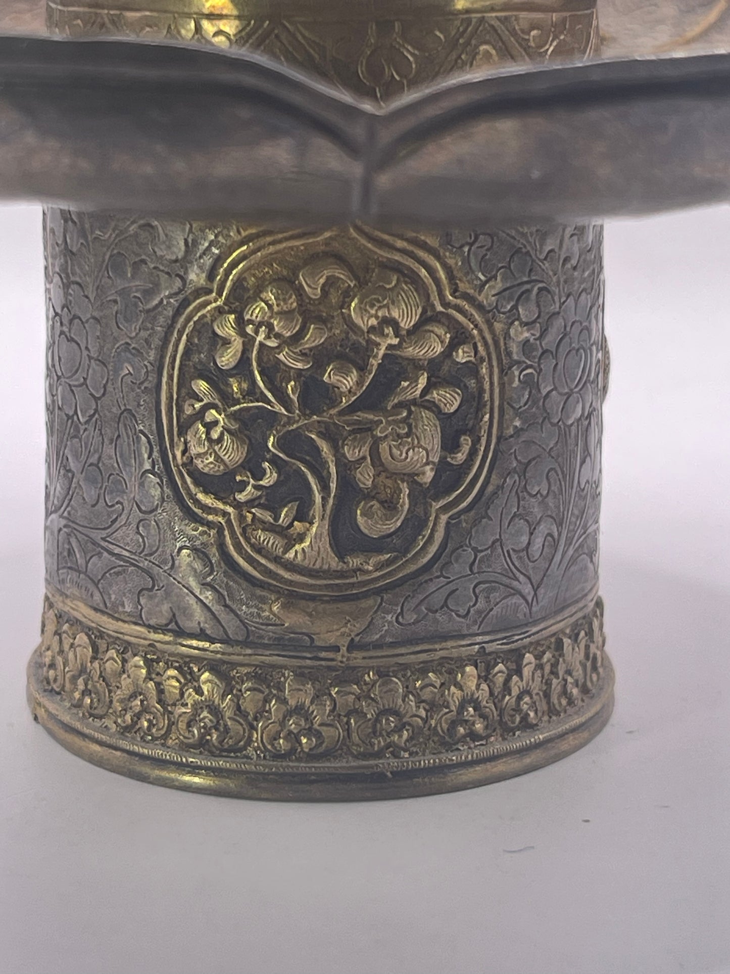 Antique silver Tibetan cup stand