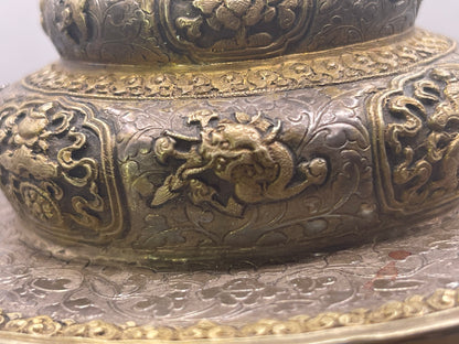 Antique silver Tibetan cup stand