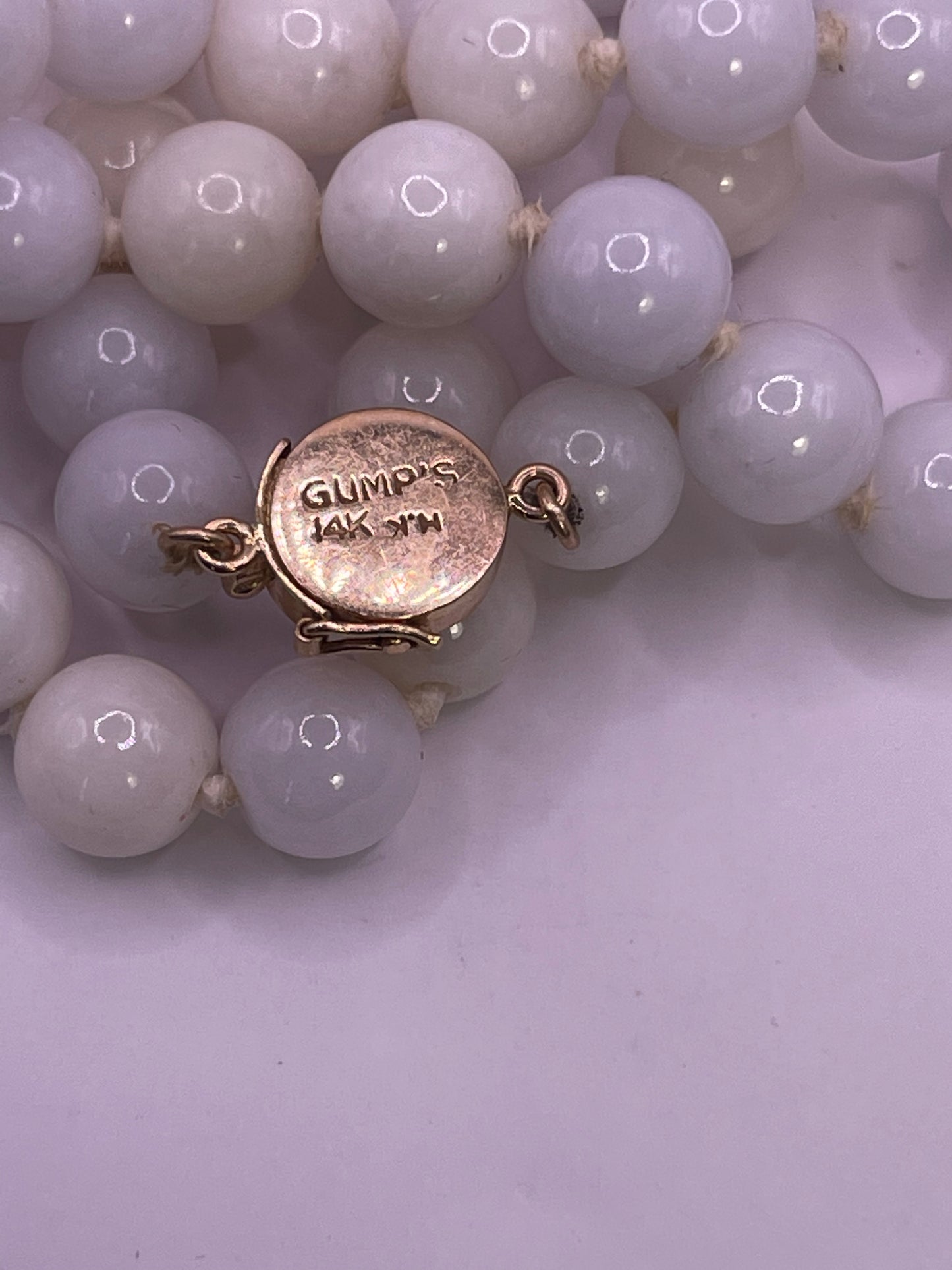 A vintage lavender jade necklace from Gumps