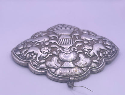 A large antique silver Tibetan apron clasp