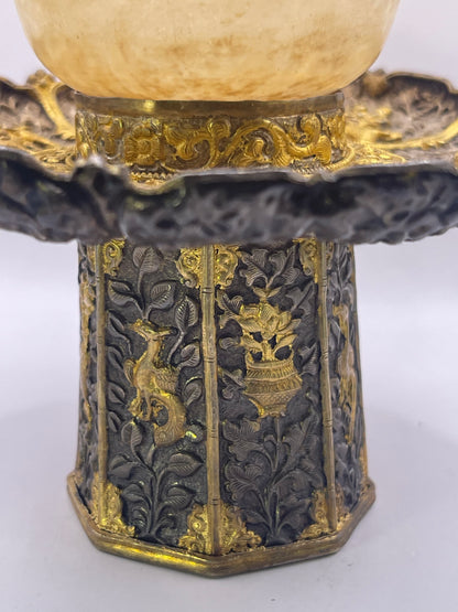 Antique silver Tibetan cup stand