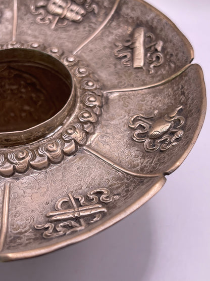 Antique silver Tibetan cup stand