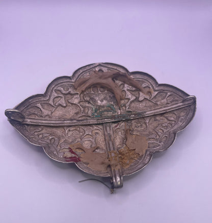 A large antique silver Tibetan apron clasp