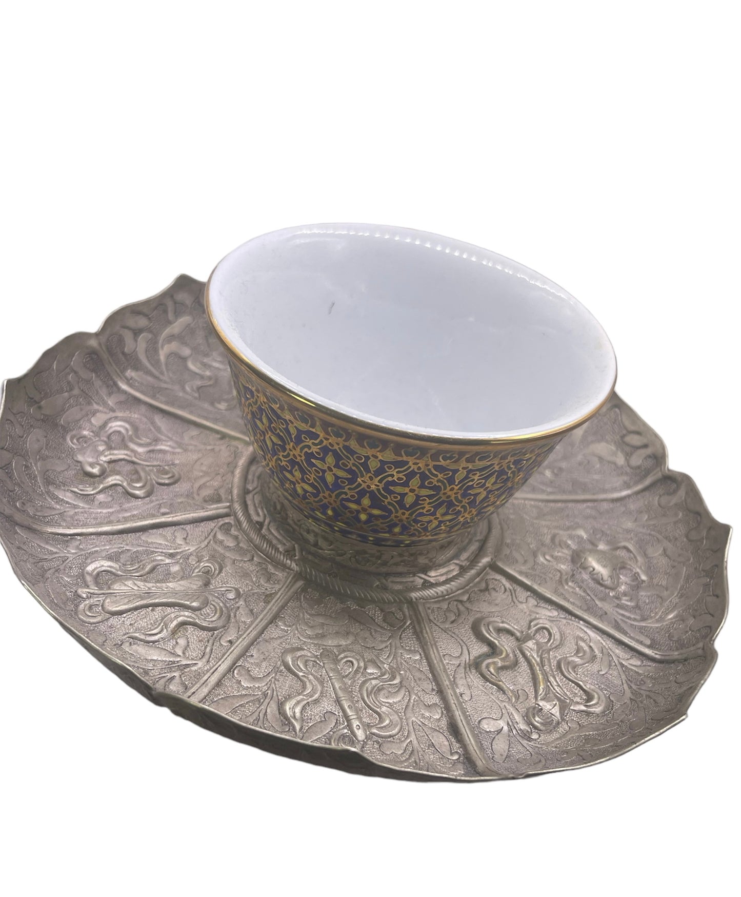 Vintage  silver Tibetan cup stand