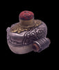 An antique silver and coral ghau amulet
