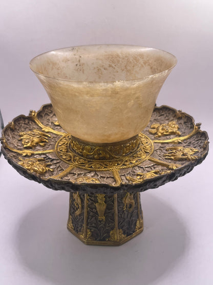 Antique silver Tibetan cup stand