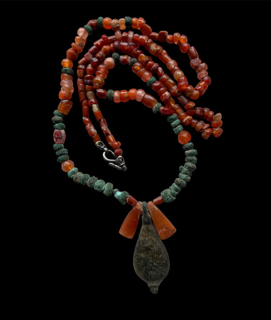 An antique carnelian necklace