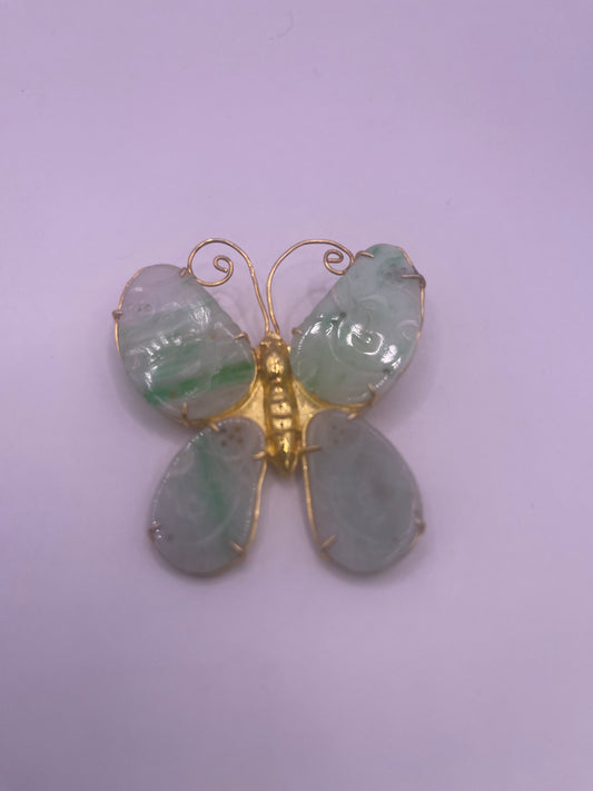 Golden jade butterfly pins