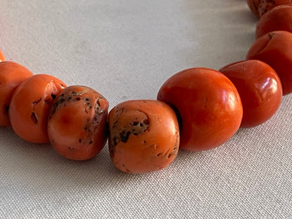 A necklace with antique coral beads