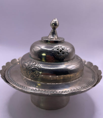 Pair of Antique silver Tibetan cup stands