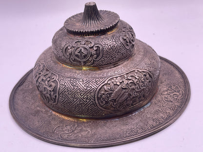 Antique silver Tibetan cup stand