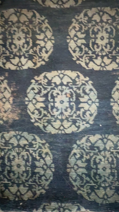 Antique Tibetan Indigo seat rug