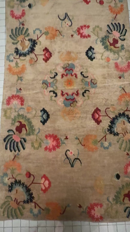 A mid 20th C., Tibetan modern floral  rug